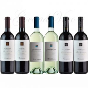 6 bottiglie di Vino della Cantina Argiolas cl.75
- 2 Vermentino Costamolino DOC 
- 2 Monica Perdera DOC 
- 2 Cannonau Costera DOC